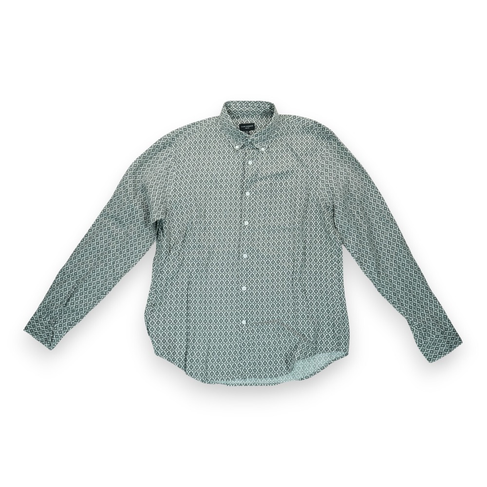 NWT Club Monaco Slim Fit Button Front Shirt Pocket Gray White Medium Geometric